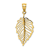 14k Yellow Gold Polished Leaf Pendant 7/8in