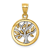 14k Two-tone Gold Polished Tree of Life Pendant 1/2in