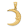 14k Satin Diamond-cut Sleepy Moon Pendant 3/4in