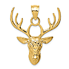 14k Yellow Gold Polished Deer Head Pendant 1 1/4in
