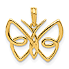 14k Yellow Gold Outline Butterfly Pendant 