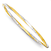 14k Two-tone Gold 7in Diamond-cut Twisted Bangle Bracelet