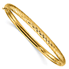 14k Yellow Gold 7.5in Textured Hinged Bangle Bracelet 4.75mm Wide