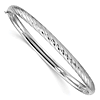 14k White Gold 7.5in Textured Hinged Bangle Bracelet 4.75mm Wide