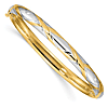 14k Yellow Gold and Rhodium Criss-Cross Children's Bangle 5.75in