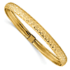 14k Yellow Gold Hexagonal Diamond Cut Flexible Bangle 7in