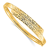 14k Yellow Gold Diamond-cut Overlap Hinged Bangle Bracelet