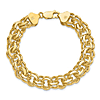 14k Yellow Gold 7in Double Link Charm Bracelet 11mm Wide