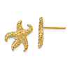 14k Yellow Gold Curled Textured Starfish Earrings