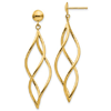 14k Yellow Gold Swirl Fancy Dangle Post Earrings