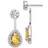 14k White Gold 3.6 ct Pear Citrine and Diamond Earrings