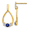 14k Yellow Gold 3/4 ct tw Blue and White Sapphire Teardrop Earrings