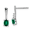 14k White Gold 0.7 ct tw Oval Created Emerald And Diamond Earrings