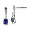 14k White Gold 0.96 ct tw Oval Created Sapphire And Diamond Earrings