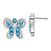 14k White Gold Turquoise and White Topaz Butterfly Earrings