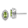 14k White Gold .5 ct tw Marquise-cut Peridot Earrings with Lab Grown Diamonds