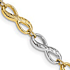 14k Two-tone Gold Infinity Charm Bracelet 7.5in