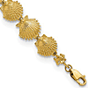 14k Yellow Gold Textured Sea Shells Bracelet 7.25in