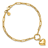 14k Yellow Gold Puff Heart Paper Clip Link Bracelet