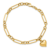 14k Yellow Gold Puff Heart Elongated Oval Link Bracelet