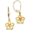 14kt Yellow Gold Plumeria Flower Leverback Earrings