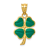 14k Yellow Gold Enameled Clover Charm 3/4in