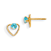 14k Yellow Gold Madi K 3mm Blue Zircon Birthstone Heart Earrings