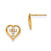 14k Yellow Gold Madi K CZ Children's Heart and Center Cross Earrings