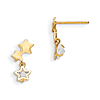 14kt Yellow Gold Madi K CZ Children's Star Trio Dangle Post Earrings