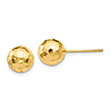 14k Yellow Gold Diamond Cut Ball Earrings 8mm