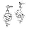 14k White Gold Dolphin Dangle Hoop Ball Earrings