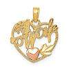 14k Yellow Gold #1 Wife In Heart Pendant with Rose Gold Heart