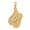 14k Yellow Gold Rhodium Pair of Flip-Flops Pendant