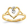 14k Yellow Gold with White Rhodium Polished Heart Ring