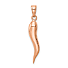 14k Rose Gold Solid Italian Horn Pendant 1in