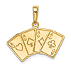 14k Yellow Gold Four Aces Playing Cards Pendant