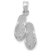 14k White Gold Tiny Pair of Flip-Flops Pendant