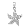 14k White Gold Starfish Pendant with Textured Polished Finish 5/8in