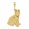 14k Yellow Gold German Shepherd Pendant with Textured Finish