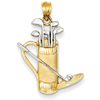 14kt Two-tone Gold 7/8in Golf Bag and Clubs Pendant