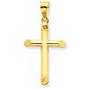 14kt Yellow Gold 3-D 7/8in Hollow Cross