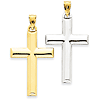 14k Yellow Gold Rhodium 1 1/4in Reversible Cross Pendant