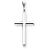 14k White Gold Cross Pendant with Rounded Ends 1 1/2in