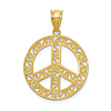 14k Yellow Gold Filigree Peace Sign Pendant 3/4in