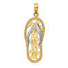 14k Two-tone Gold Flip Flop Pendant with Sea Turtles 1in