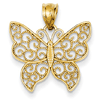 14kt Yellow Gold 3/4in Filigree Butterfly Pendant