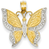 14kt Yellow Gold 3/4in Textured Beaded Butterfly Pendant