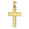 14kt Yellow Gold 1in Reversible Textured Cross Pendant