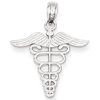 14k White Gold Caduceus Charm 3/4in