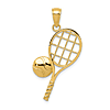 14k Yellow Gold Diamond-Cut Tennis Racquet and Ball Pendant 1in